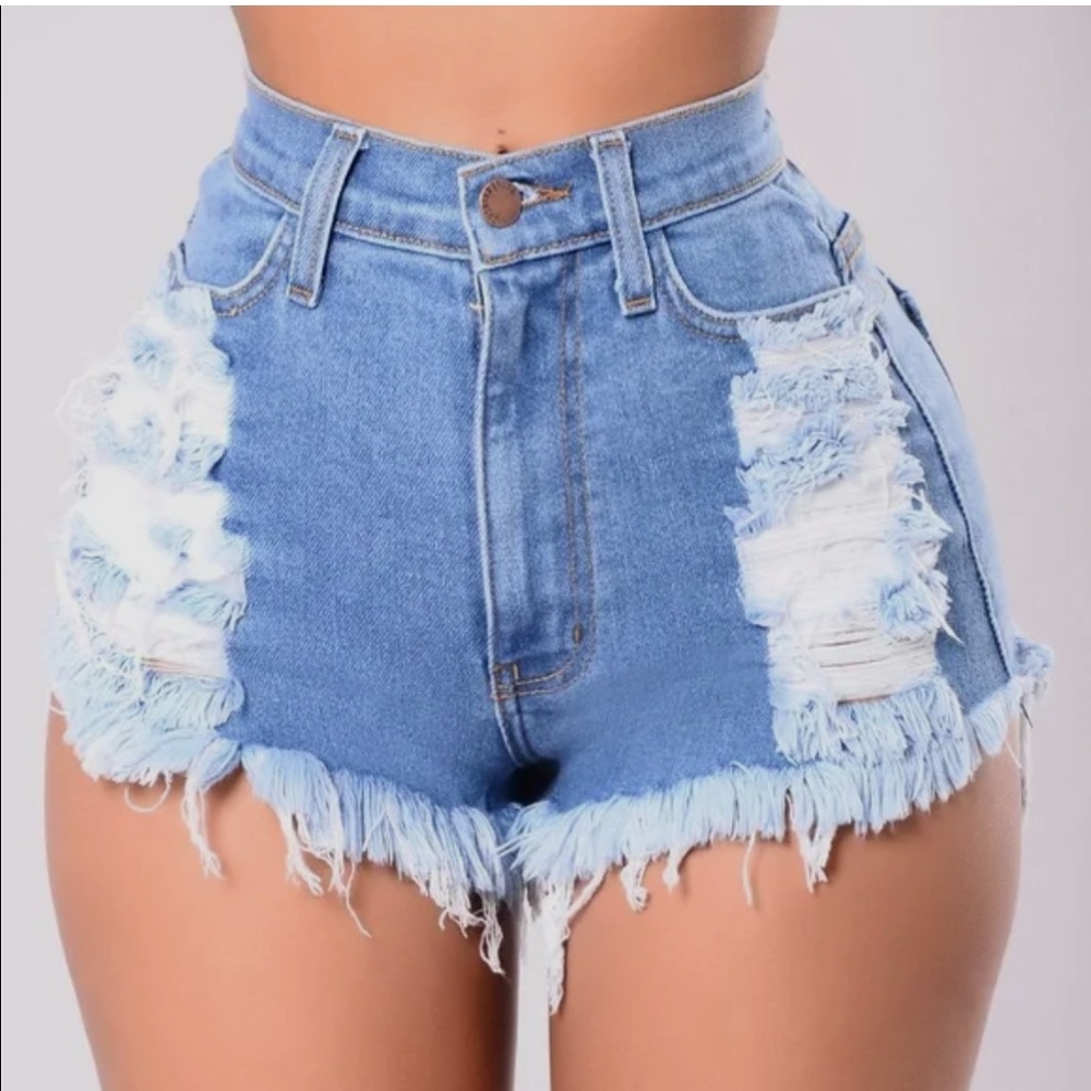 Vibrant Frayed Blue Jean Shorts